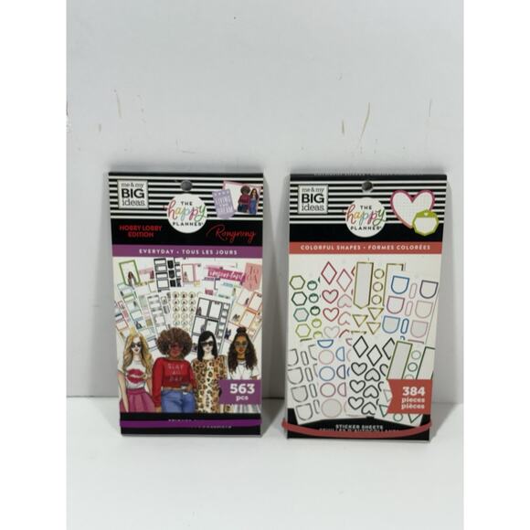 2 The Happy Planner (Everyday Hobby Lobby Edition/889 PCs + Colorful Shapes New - Picture 1 of 7